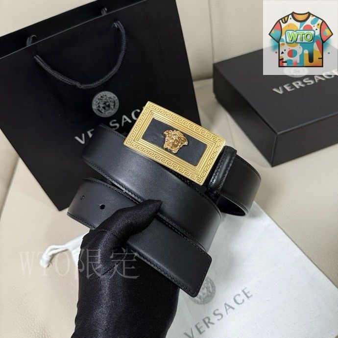 今日WTO】Versace MEDUSA ヘッドレザーメンズベルト-1-XH28