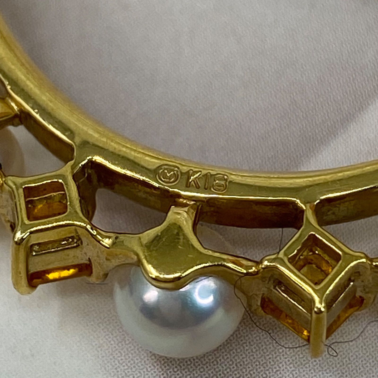 mikimoto ミキモト 御木本 used k18YG 18金 AU750 天然シトリン 養殖 
