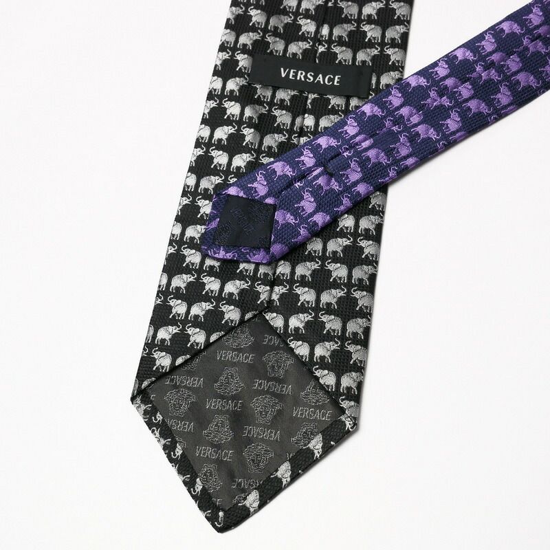 ヴェルサーチ ネクタイ グレー ペイズリー柄 シルクジャガード 派手