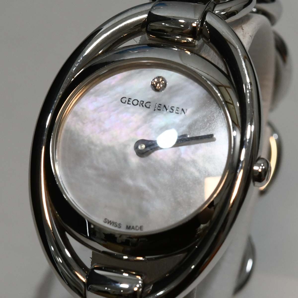 希少 腕時計 稼働 GEORG JENSEN ジョージジェンセン クォーツ ダイヤ
