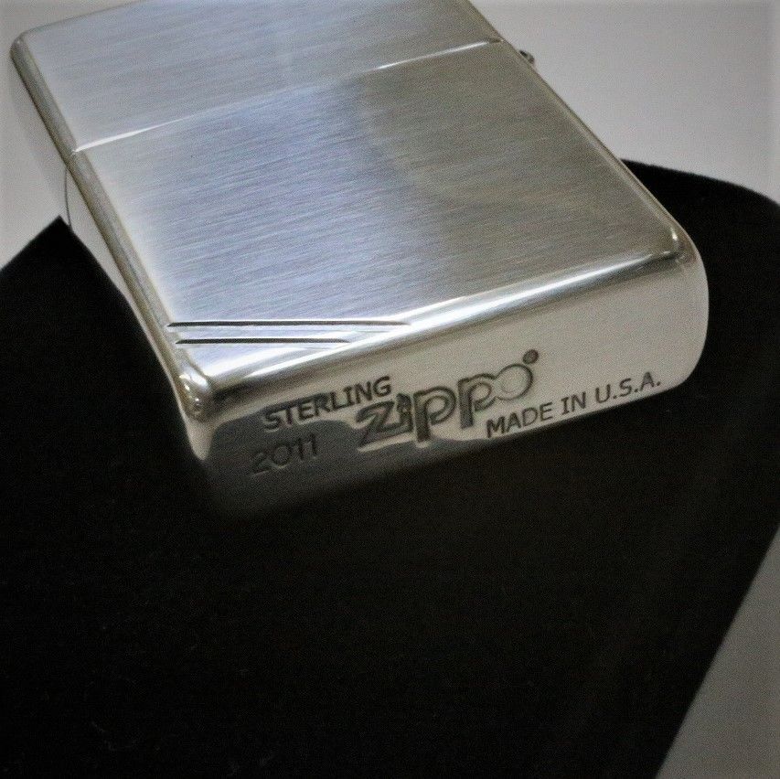 純銀ZIPPO クロスメタル スターリングシルバー ジッポ ライター フラット 純銀ジッポ 高級ジッポ 銀 シルバー925