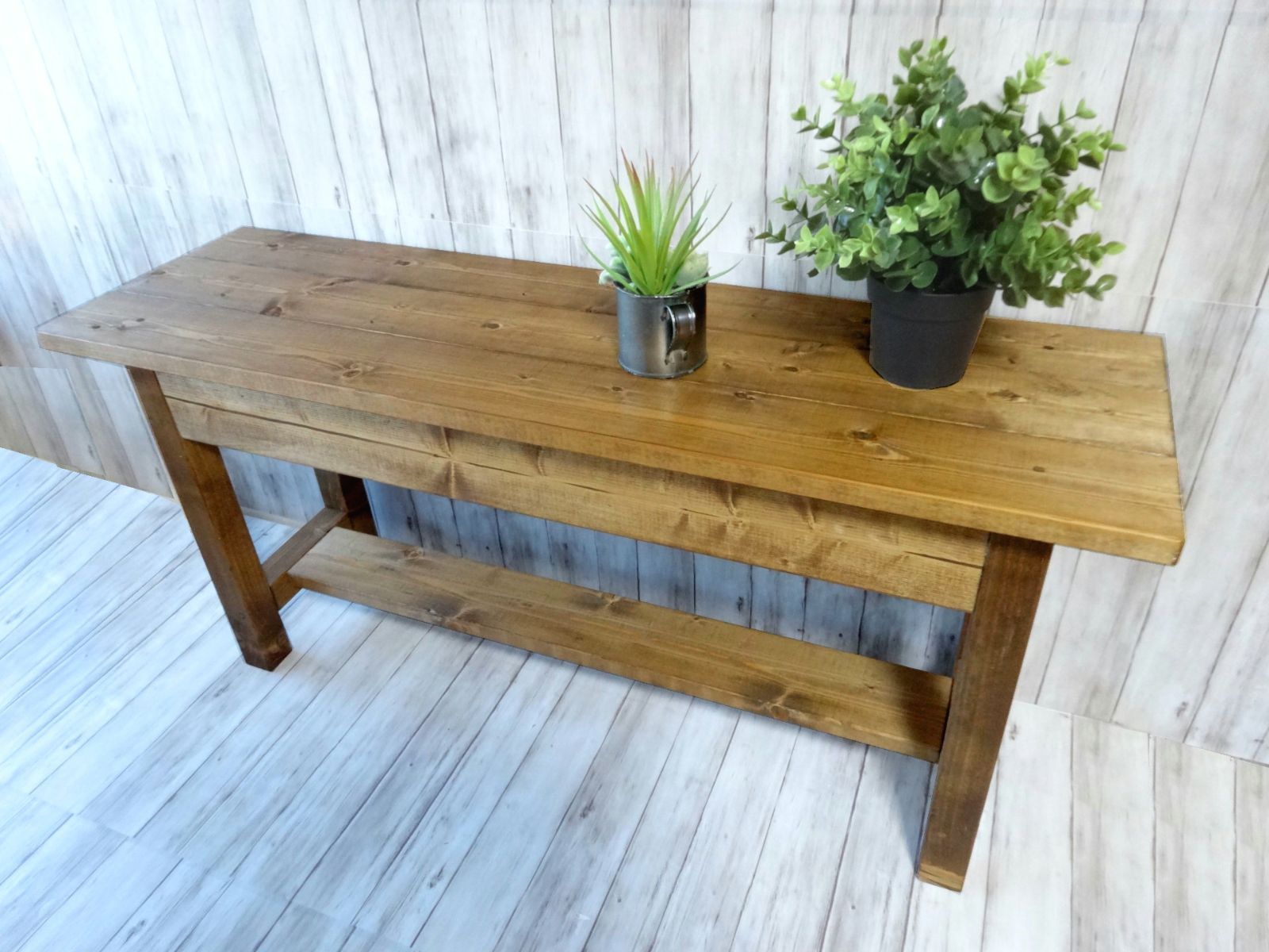 ２人掛けベンチ チーク色