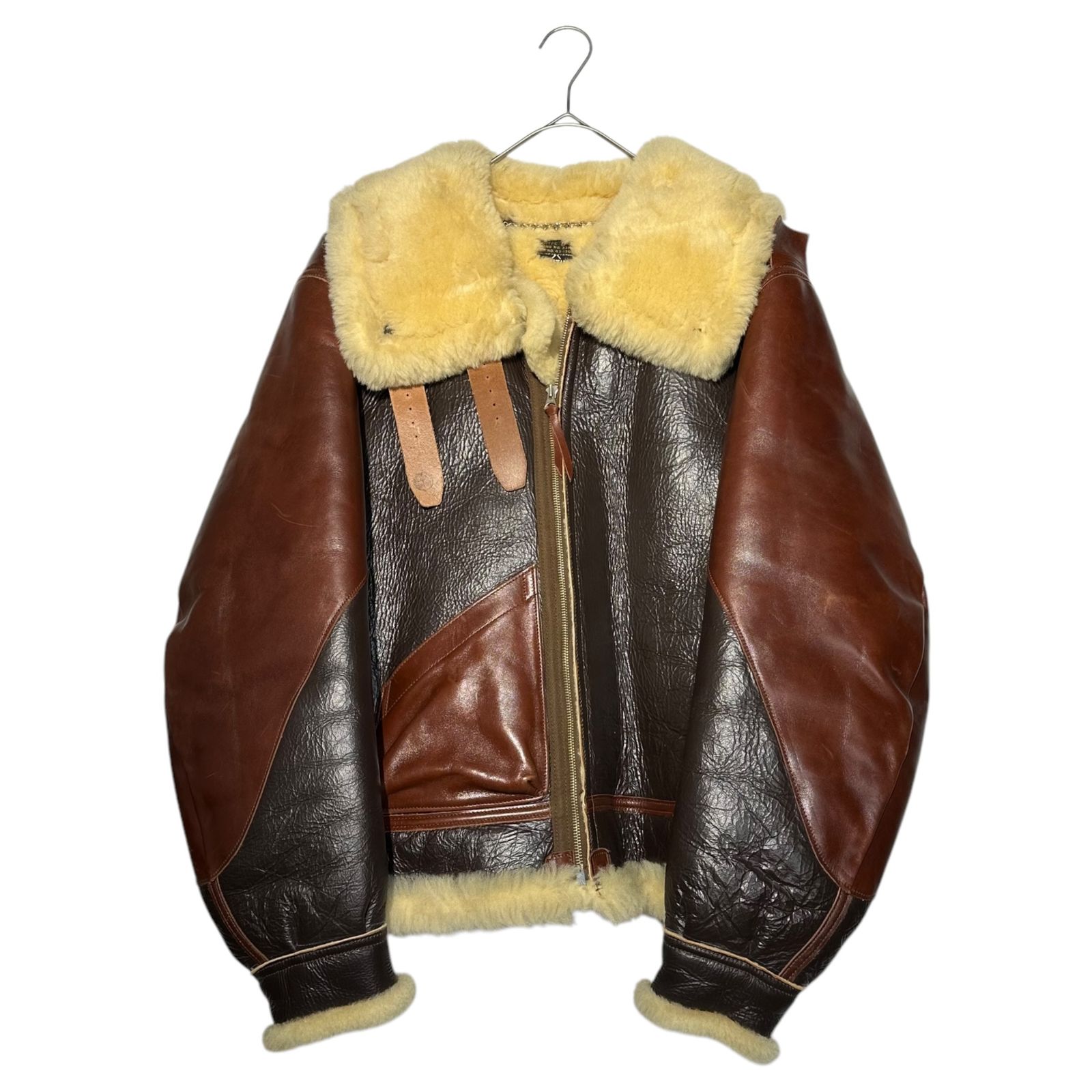 THE REAL McCOY'S(ザリアルマッコイズ) B-3 Custom Leather Shearling Flight Jacket カスタム レザー ムートン フライト ジャケット 43-13615-AF 40R(M~L程度) ダークブラウン