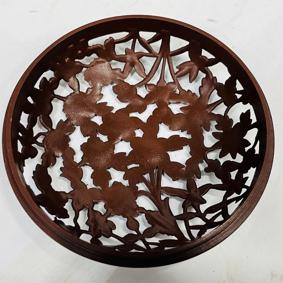 香炉 精山作 香炉 精山作 銅製 三足香炉 松竹梅香炉 蓋鳥紋様