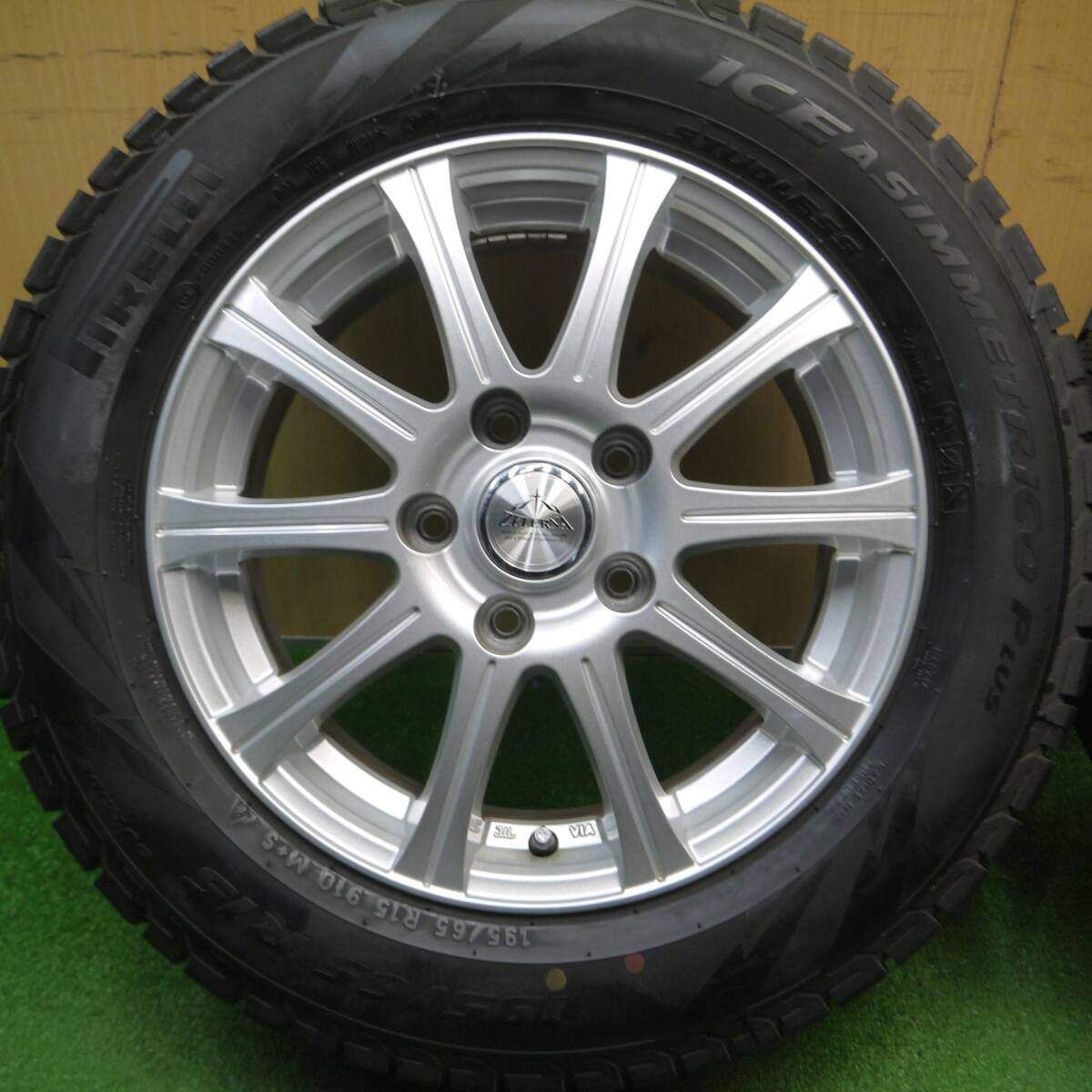 【超バリ溝】175/65R15 スタッドレスタイヤ ホイールセット 4本 175/65R15 スタッドレス 冬タイヤ 4本 21年式 深溝 バリ溝 美品 送料