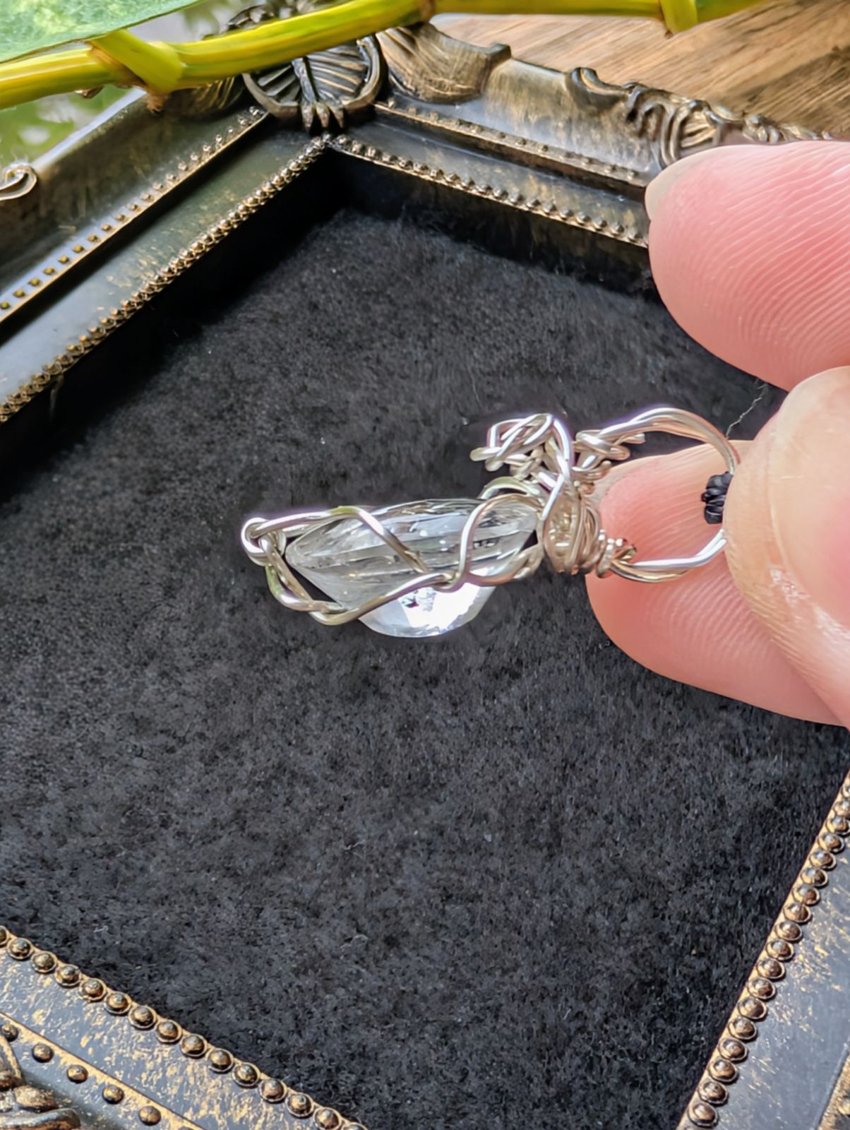 パイライトinクォーツ ワイヤーネックレス