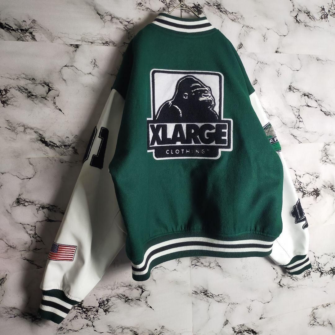 XLARGE 刺繍スタジャン 緑/白