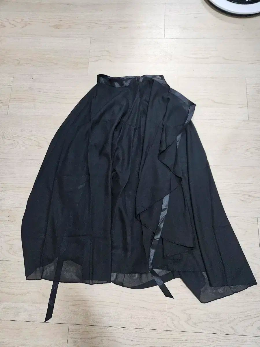 新品 無駄な バレエ シフォン ラップスカート ブラック
