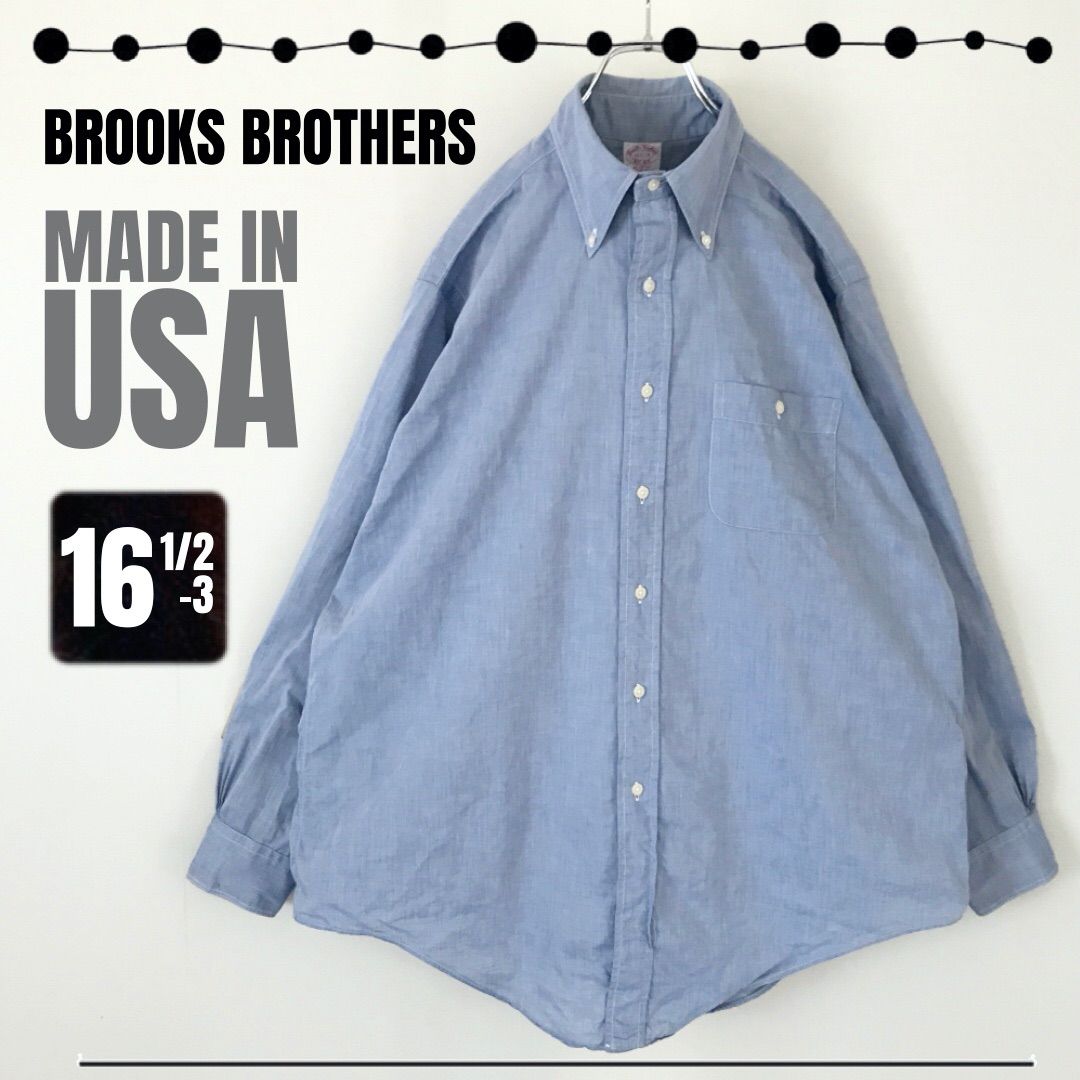 ブルックスブラザーズ/BROOKS BROTHERS★90s USA製★シャンブレー長袖スポーツシャツ/ボタンダウンカラー★16 1/2-3(JPNメンズL-XL)   2407J071