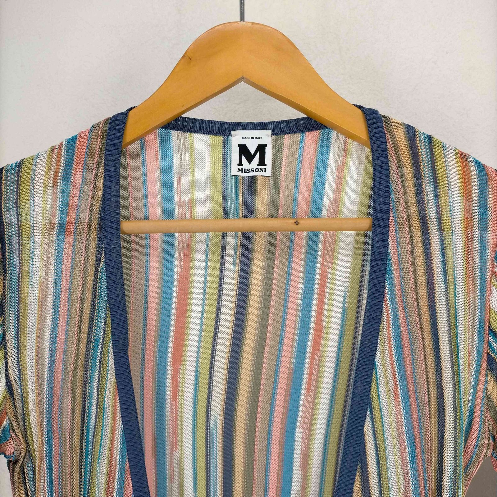 MISSONI ストライプ カーディガン 長袖 エムミッソーニ M MISSONIマルチカラージグザグストライプ