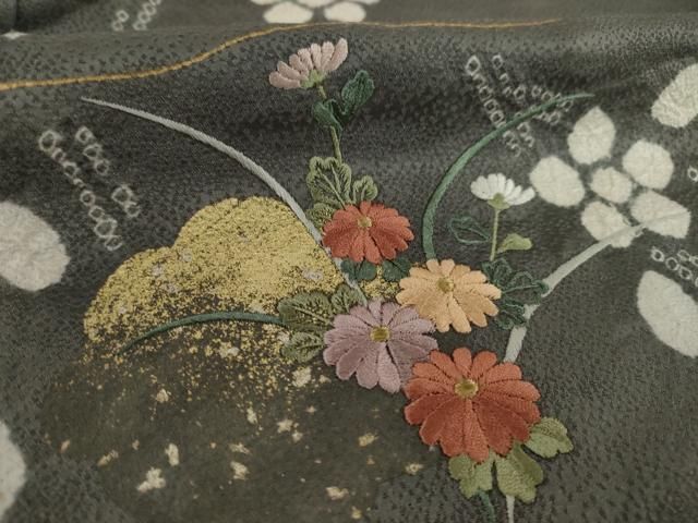 平和屋着物○訪問着 作家物 総刺繍 十二支 干支 暈し染め 金糸