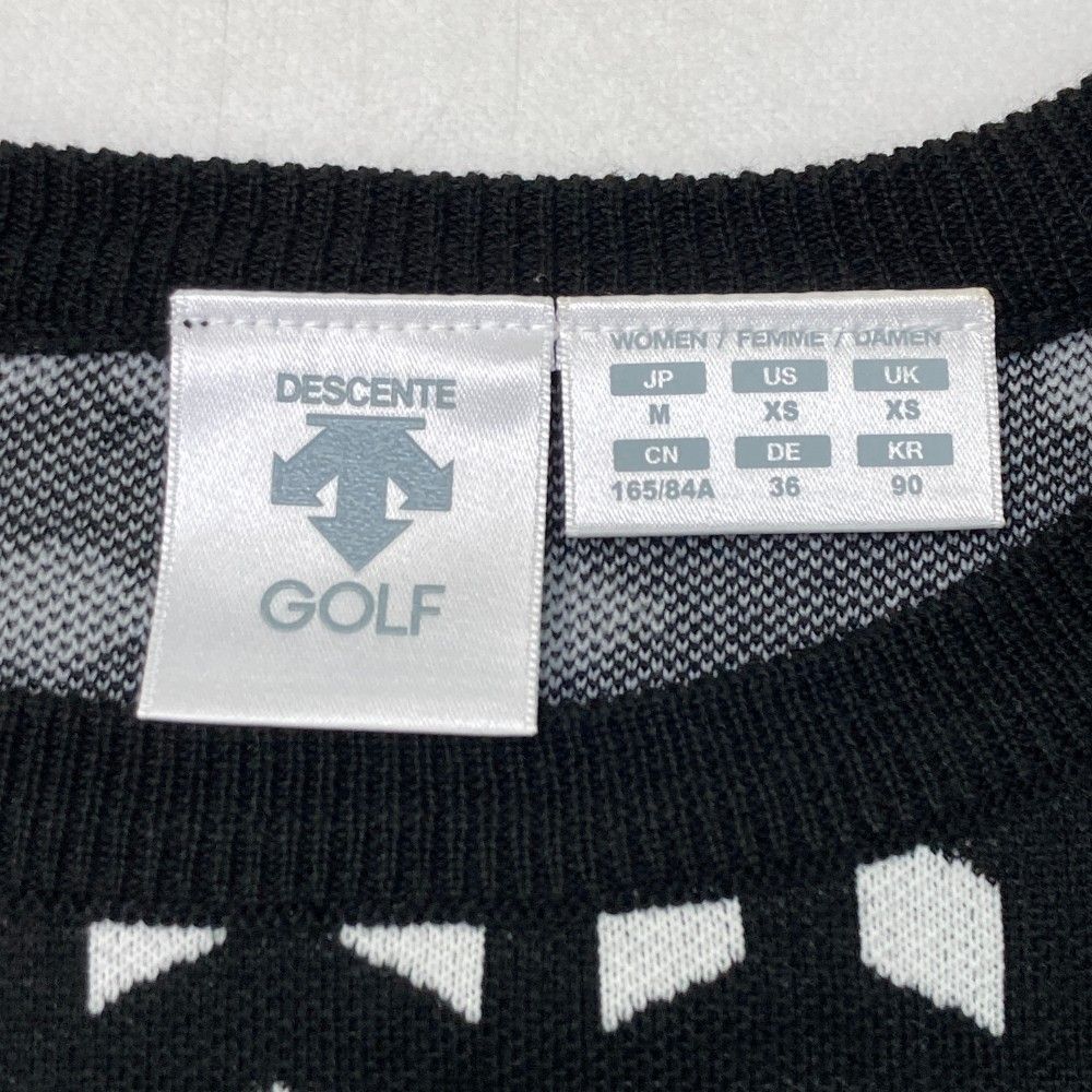 サイズ：O DESCENTE GOLF デサントゴルフ  長袖ニットセーター 総柄 ブラック系 [240101434485] ゴルフウェア レディース ストスト DESCENTE GOLF デサントゴルフ 長袖ニットセーター 総柄