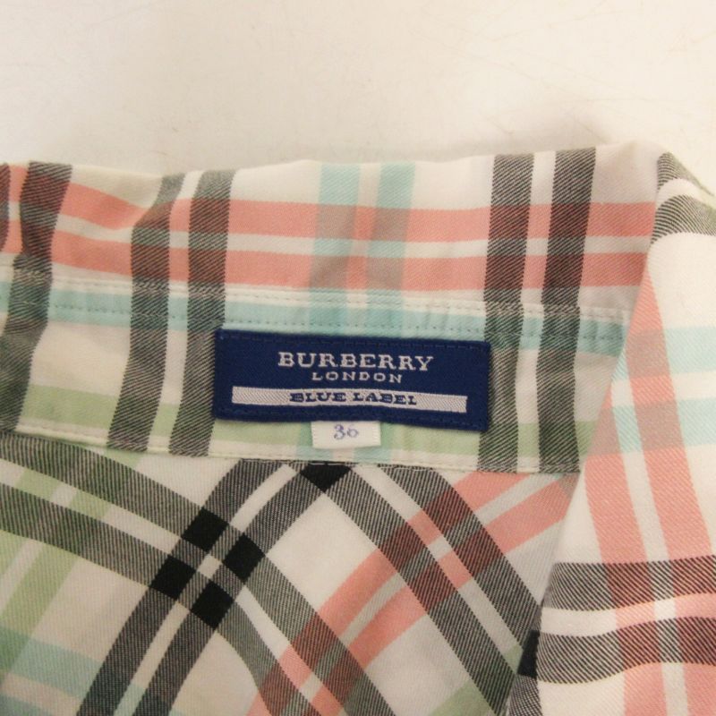 バーバリーブルーレーベル BURBERRY BLUE LABEL シャツ ブラウス 長袖 ノバチェック コットン マルチカラー 36 S相当 0420  ■GY14 レディース