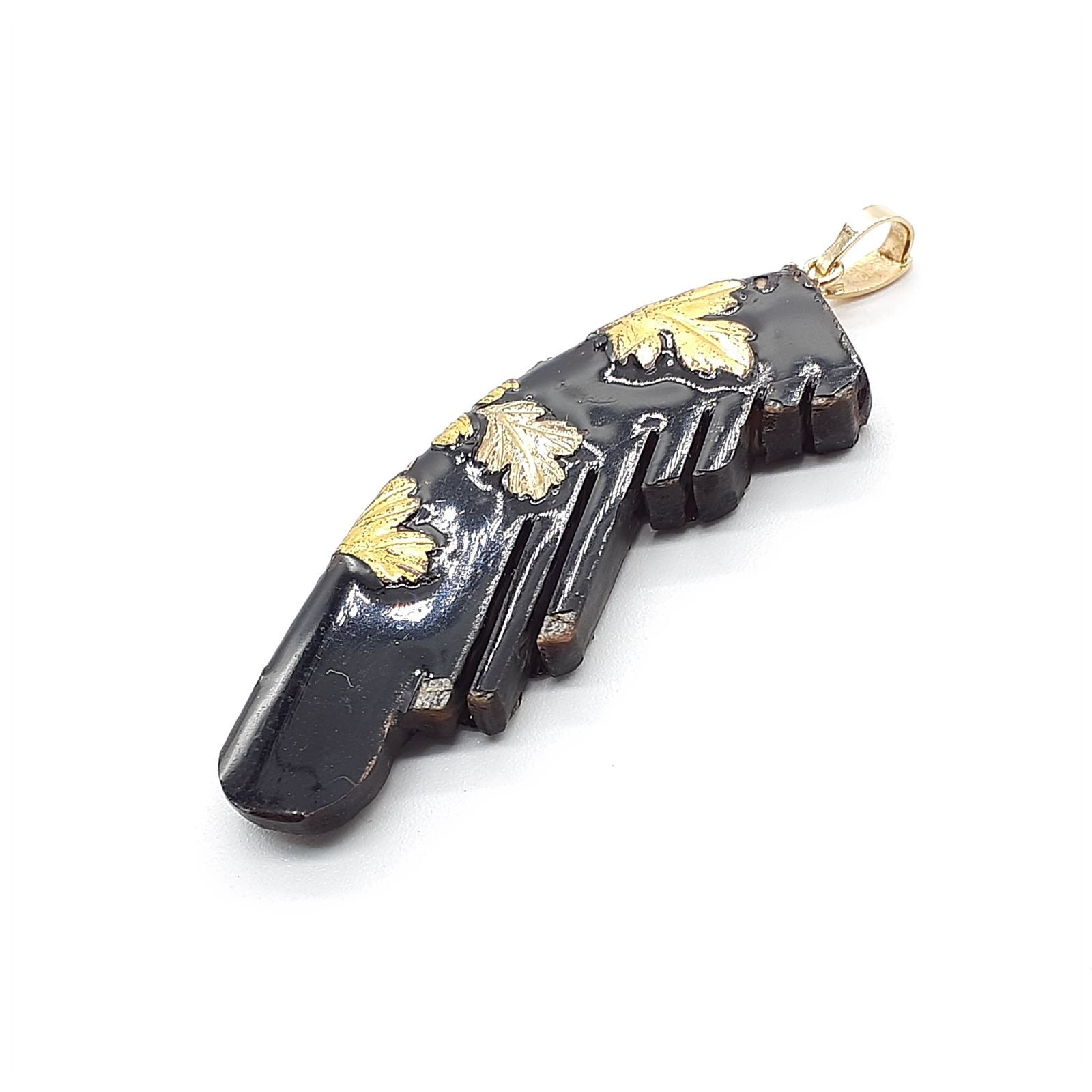 【希少】鼈甲　ネックレス ネックレス ペンダントップ K18 べっ甲 鼈甲 蒔絵 象嵌細工