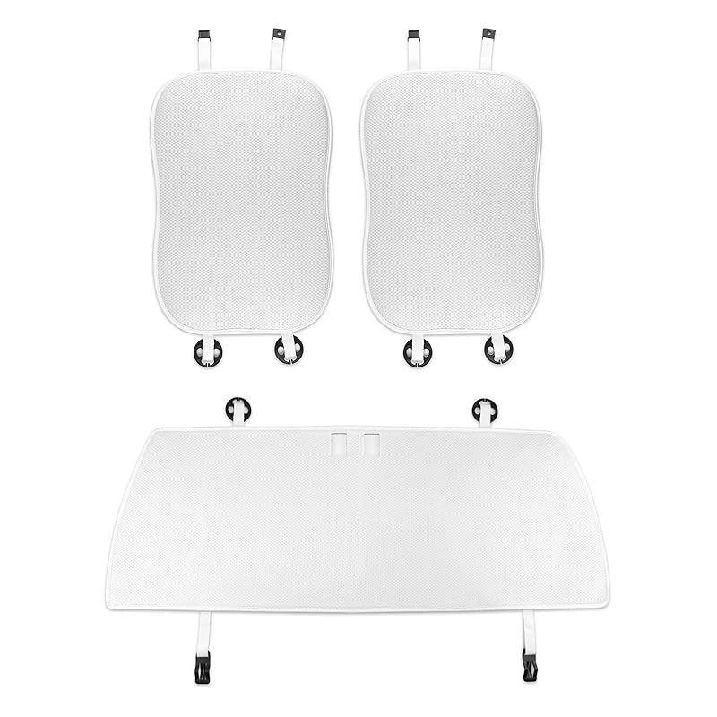 在庫 KUNGKIC フィアット Fiat 500 後部座席 背中 座席シートカバーセット メッシュ式 通気性 蒸れない 熱発散 厚め 柔らかい 汗対策 オールシーズン 汚れ防止 内装パーツ 3枚 白い 0