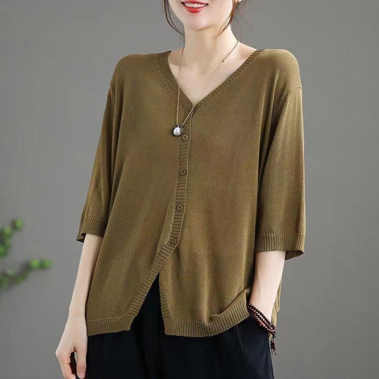 おしゃれ 体型カバー 即購入OK 半袖 ニットカーディガン