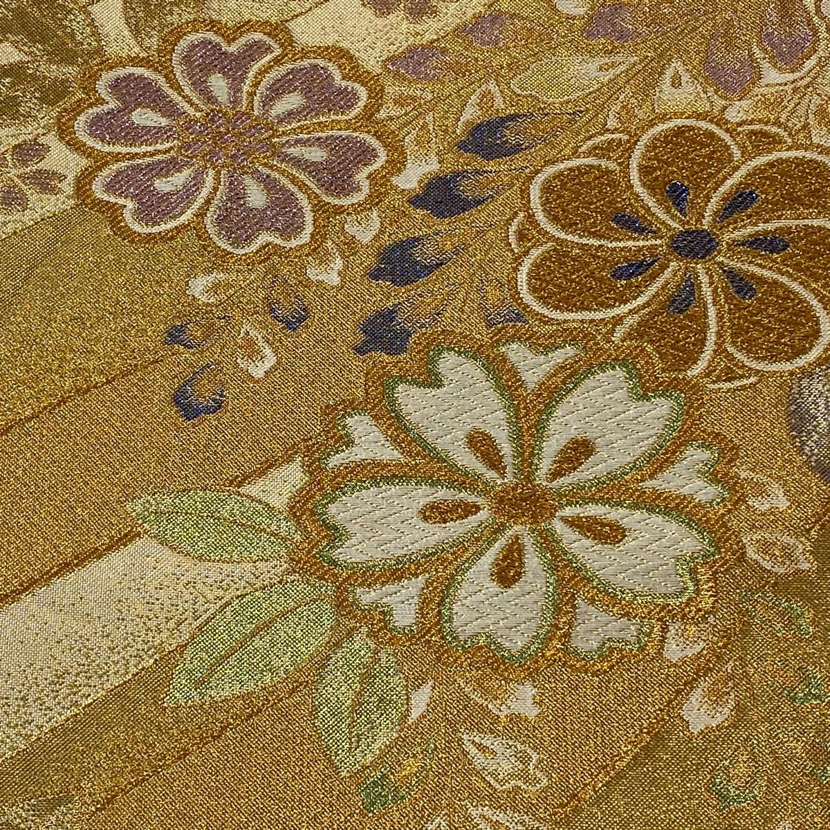 連休Sale! 夏物 正絹唐織 六通柄袋帯 刺繍のような四季の草花