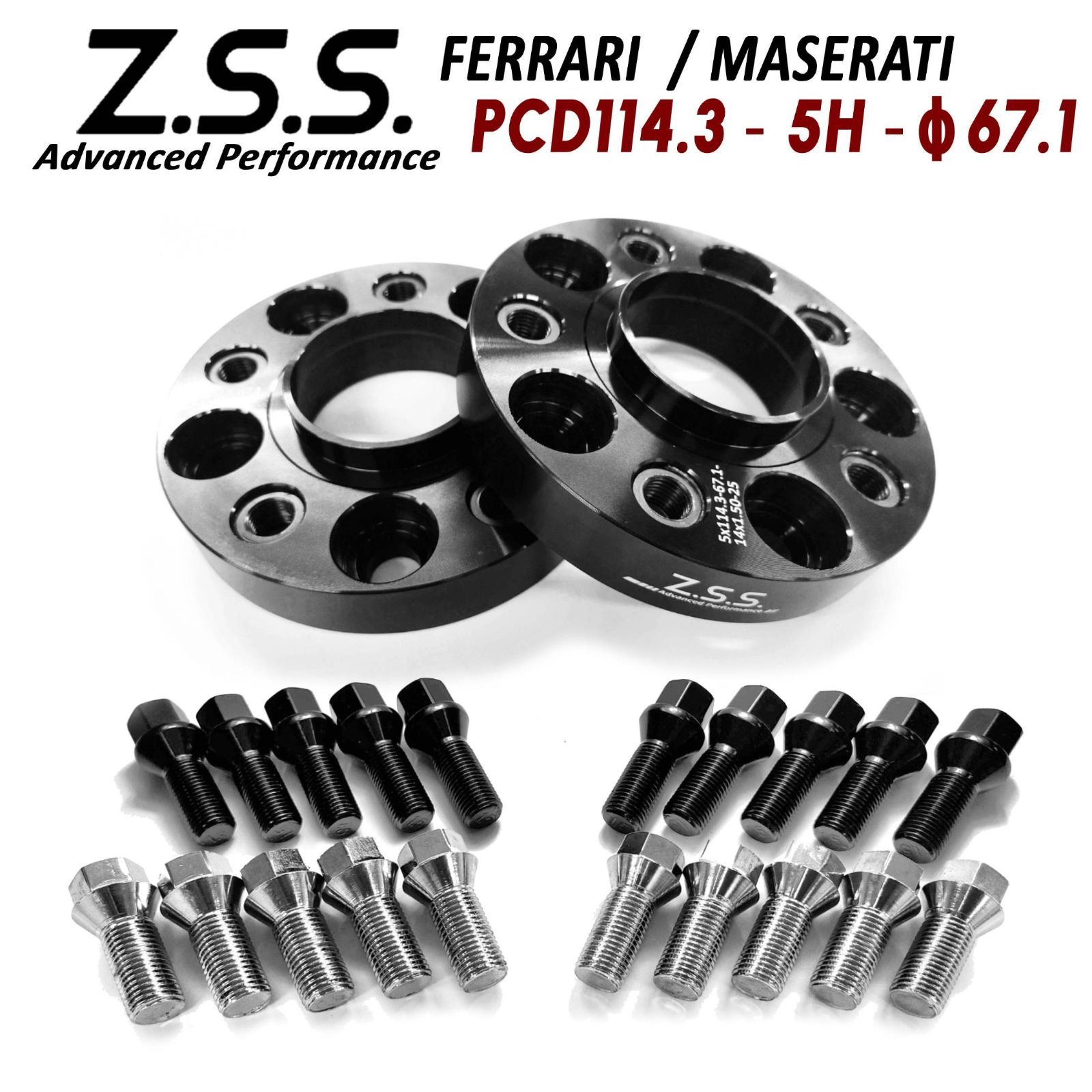 Z.S.S. AP フェラーリ Ferrari F8 Spider Tributo スペーサー 厚み 25mm PCD114.3 5穴 5x114.3 67.1φ ボルト付き ZSS