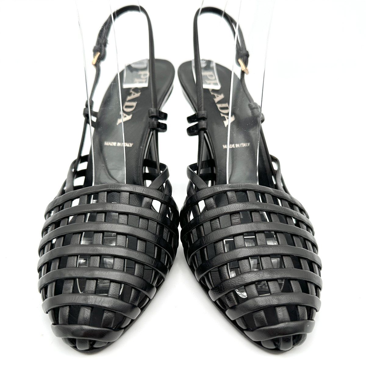 □超希少 新品級□ PRADA ミュール 本革 編み込み ブラック