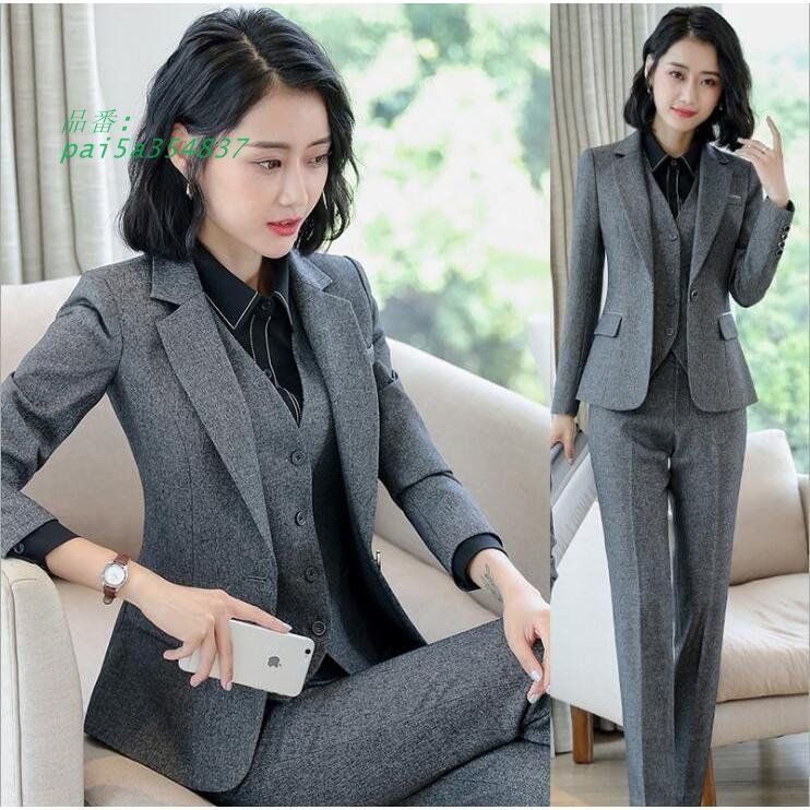 レディース スーツセット パンツセット スカートセット 20代30代40代 事務服 フォーマル 細身シルエット ビジネス 通勤 制服OL 卒業式 入学式 pai5a354837