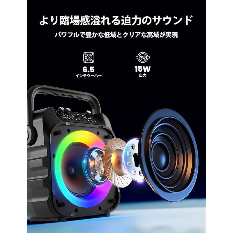 スピーカーセット カラオケ 家庭用 拡声器 カラオケマイク 2本