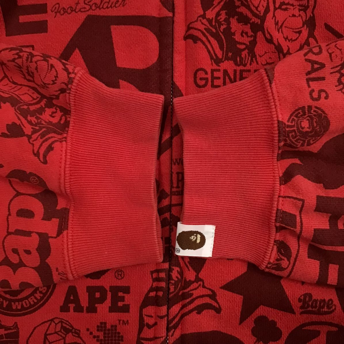 BAPE MIX LOGO フルジップ パーカー Lサイズ Red a bathing ape full