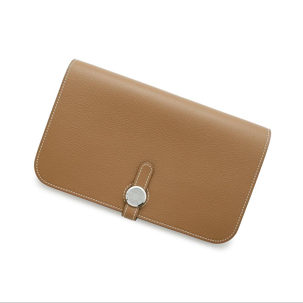 エルメス 長財布 ドゴンGM デュオ ゴールド|シルバー金具 エバー W刻印 HERMES 財布