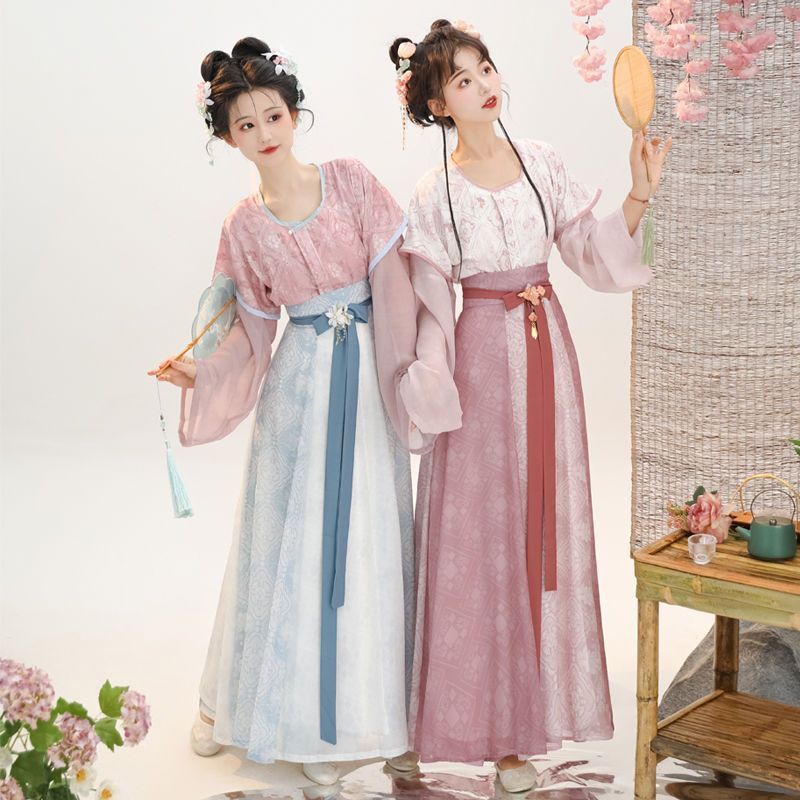 小唐春 オリジナル 唐制漢服 春夏用 丸襟トップス 八破スカート デイリーユース ファッション 唐風デザイン コスプレ衣装 仮装 舞台撮影用 おしゃれで高品質 プレゼントにも最適