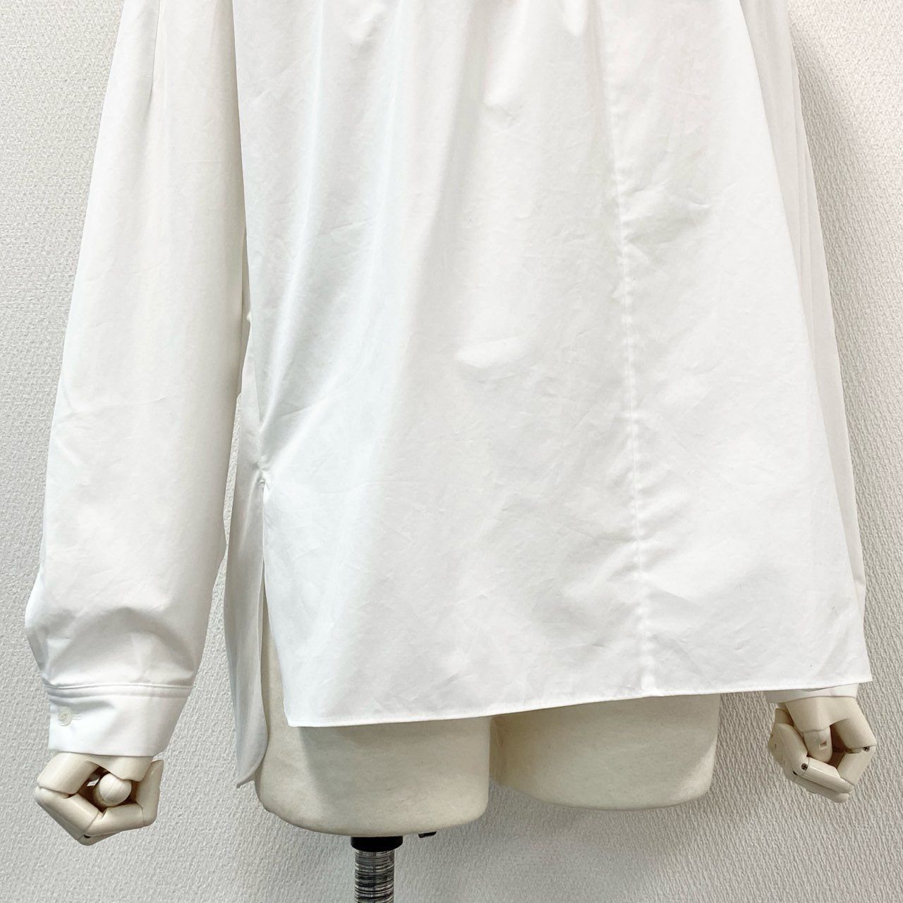 74c14 【美品】 Drawer ドゥロワー 長袖ブラウス 白シャツ チュニック 