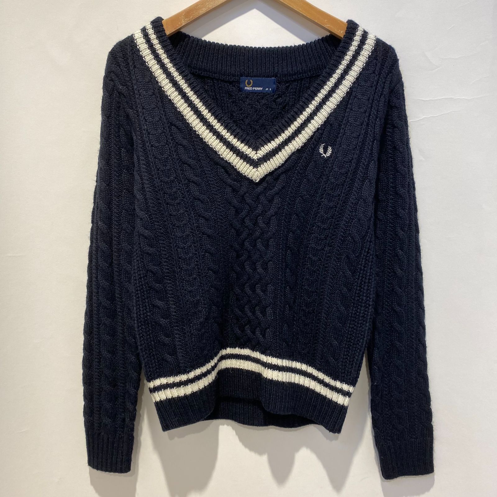 FRED PERRY フレッドペリー ケーブルニット セーター Vネックニット 8 10120496