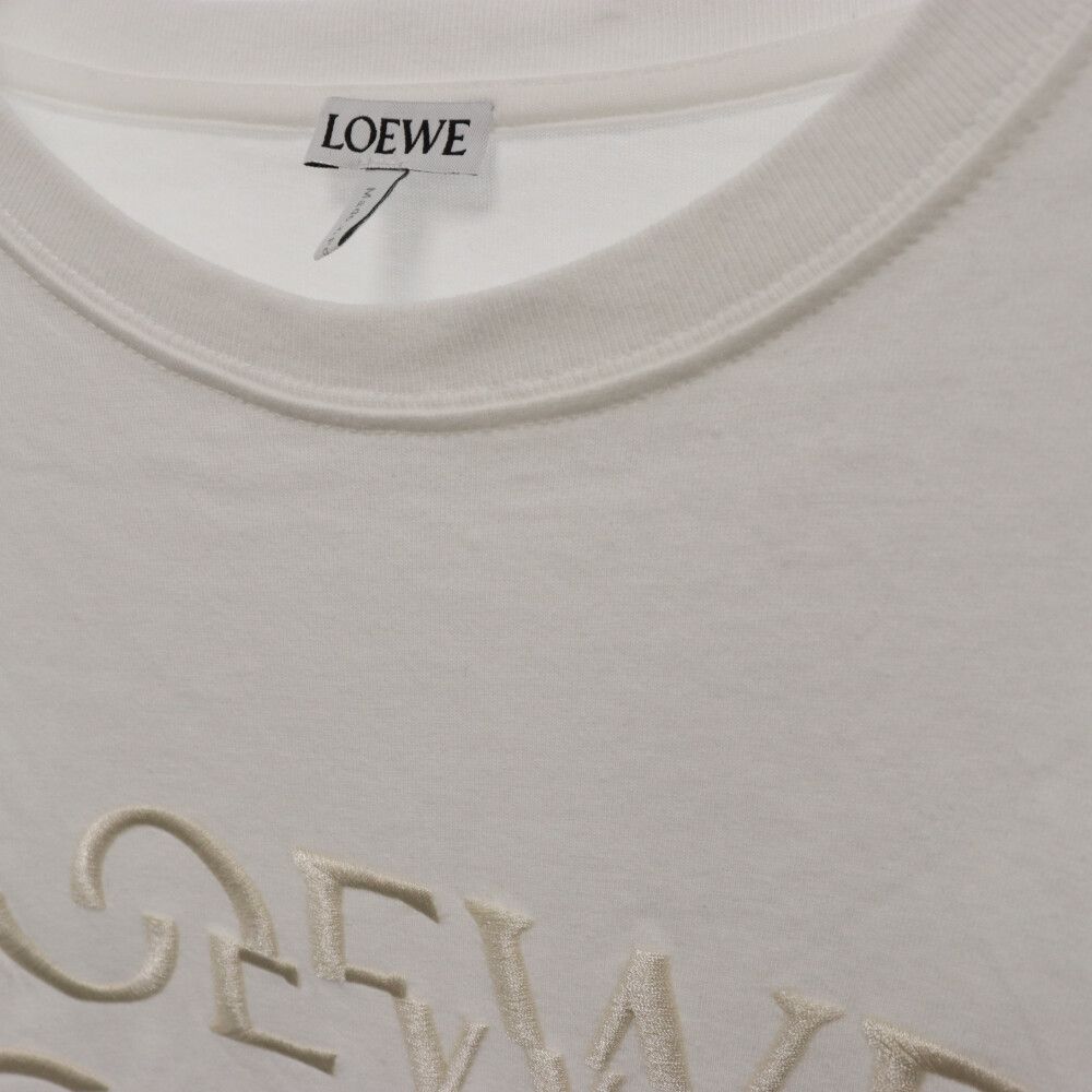 LOEWE (ロエベ) アナグラム刺繍 半袖Tシャツ ホワイト クルー