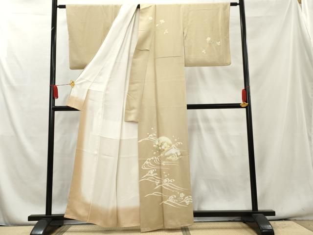 訪問着 総刺繍 平安の風景 縮緬 薄茶色 KK-1536 訪問着 総刺繍 平安の風景 縮緬 薄茶色 KK-1536 - メルカリ