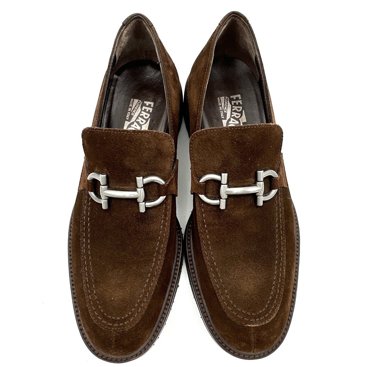 【2024A/W新作★送料無料】 Ferragamo □新品級□ ビットローファー ガンチーニ スエード 靴