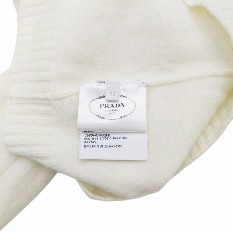 プラダ PRADA 25SS VIRGIN WOOL KNIT ニット セーター ハイネック 三角モチーフ 長袖 P26545 42 白 ホワイト PRADA - PRADA プラダ 25SS VIRGIN WOOL KNIT レディース 三角