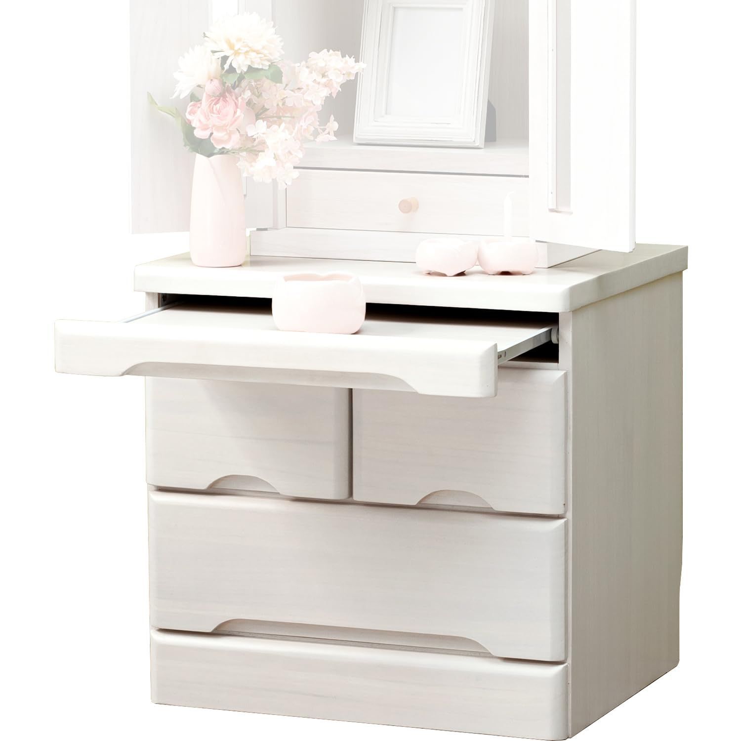 仏壇下台 仏壇台 仏壇チェスト 仏具 収納 モダン 完成品 萩原 天然木 幅46 奥行39 高さ45 ホワイトウォッシュ MCH-6072 WS