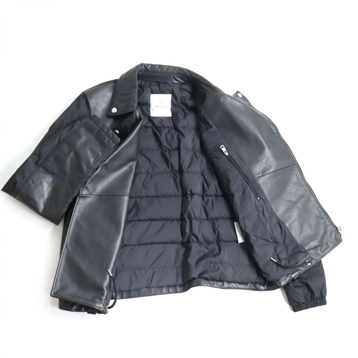 美品◇MONCLER モンクレール MASSART ナイロン×レザー ダウン ダブル 