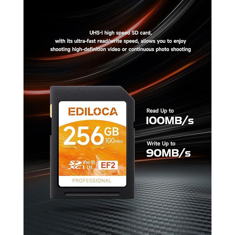 Ediloca EF2 4枚セット 256GB SDカード UHS-I Class10 U3 V30 高速 最大読取速度 100MB s 最大書込速度 90MB s メモリカード 4K フルHD対応 1