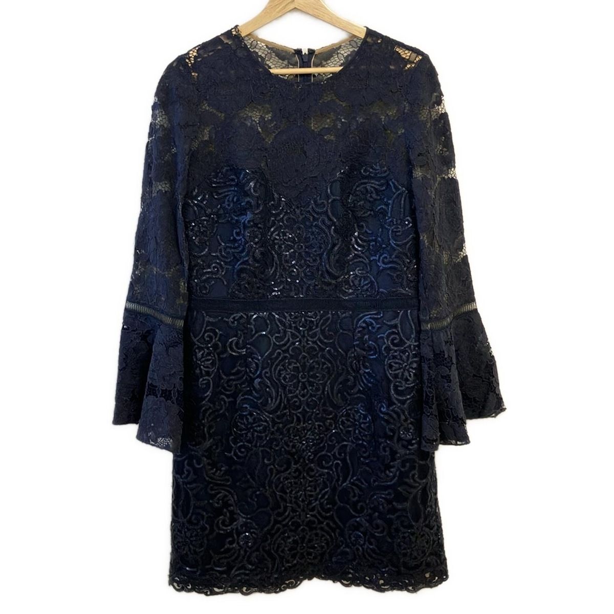 タダシショージ　サイズ10 XL レース　膝丈　ワンピース　ネイビー タダシショージサイズ10 XL レース膝丈ワンピースネイビー