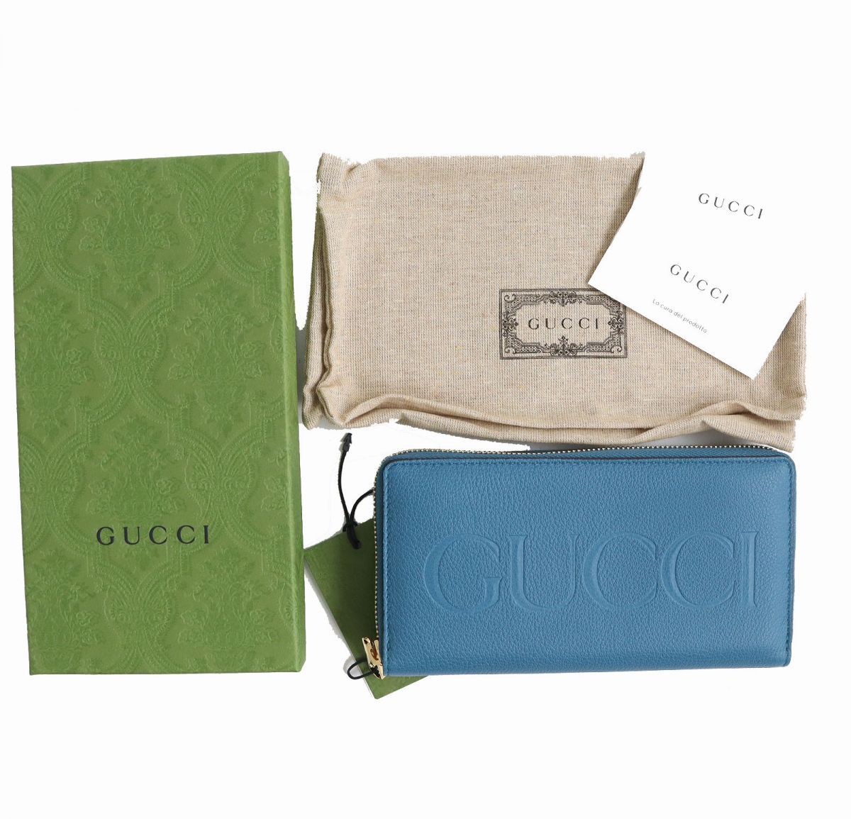 未使用品△イタリア製 GUCCI グッチ 658691 ロゴエンボス ジップ