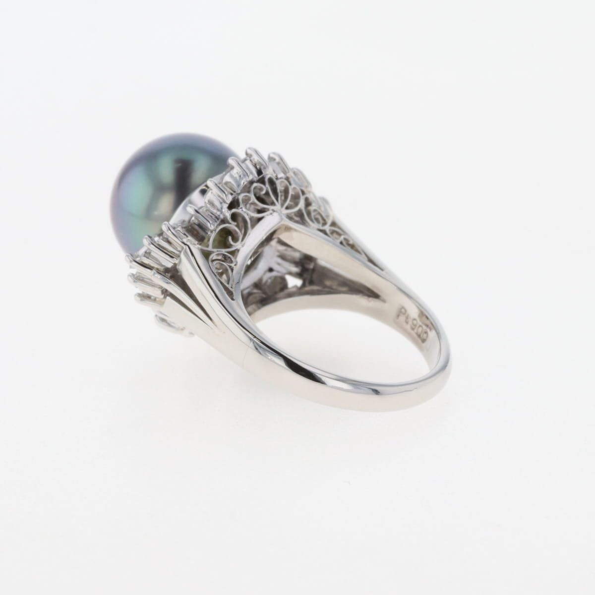 在庫一掃】 パール デザインリング プラチナ 指輪 メレダイヤ 真珠  