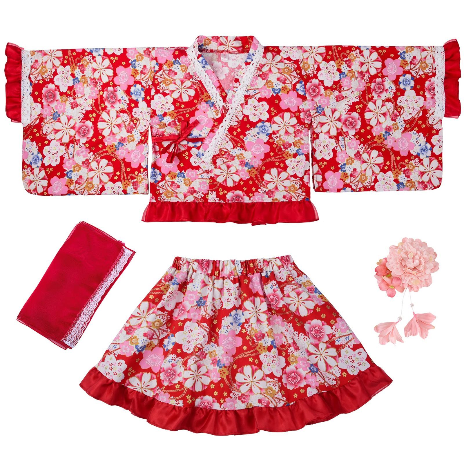 ReliBeauty 浴衣ドレス 子供 女の子 セパレート ラメ入り レース