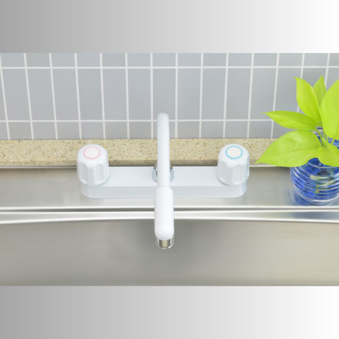 atelier DADA 品 2ハンドル混合栓 おしゃれ キッチン ホワイト シルバー _ DD 151 005 W