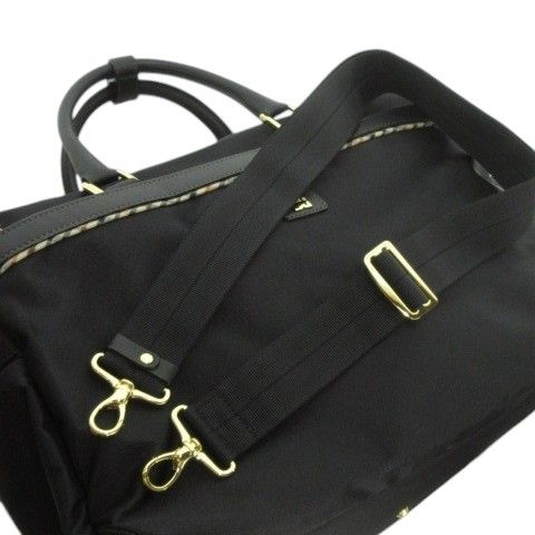 ダックス DAKS ボストンバッグ 2way ショルダーバッグ ナイロン レザー ロゴ ワンポイント ハウスチェック 黒 ブラック /MN17 ■GY18