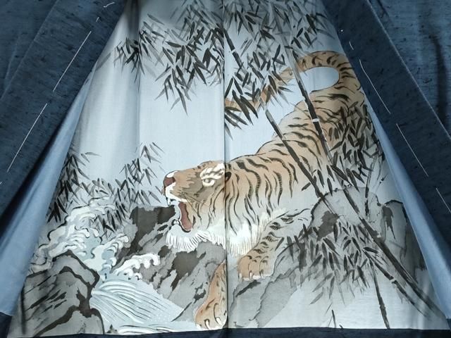 平和屋着物○男性 髭紬・羽織セット 色無地 留紺色 正絹 逸品 未使用