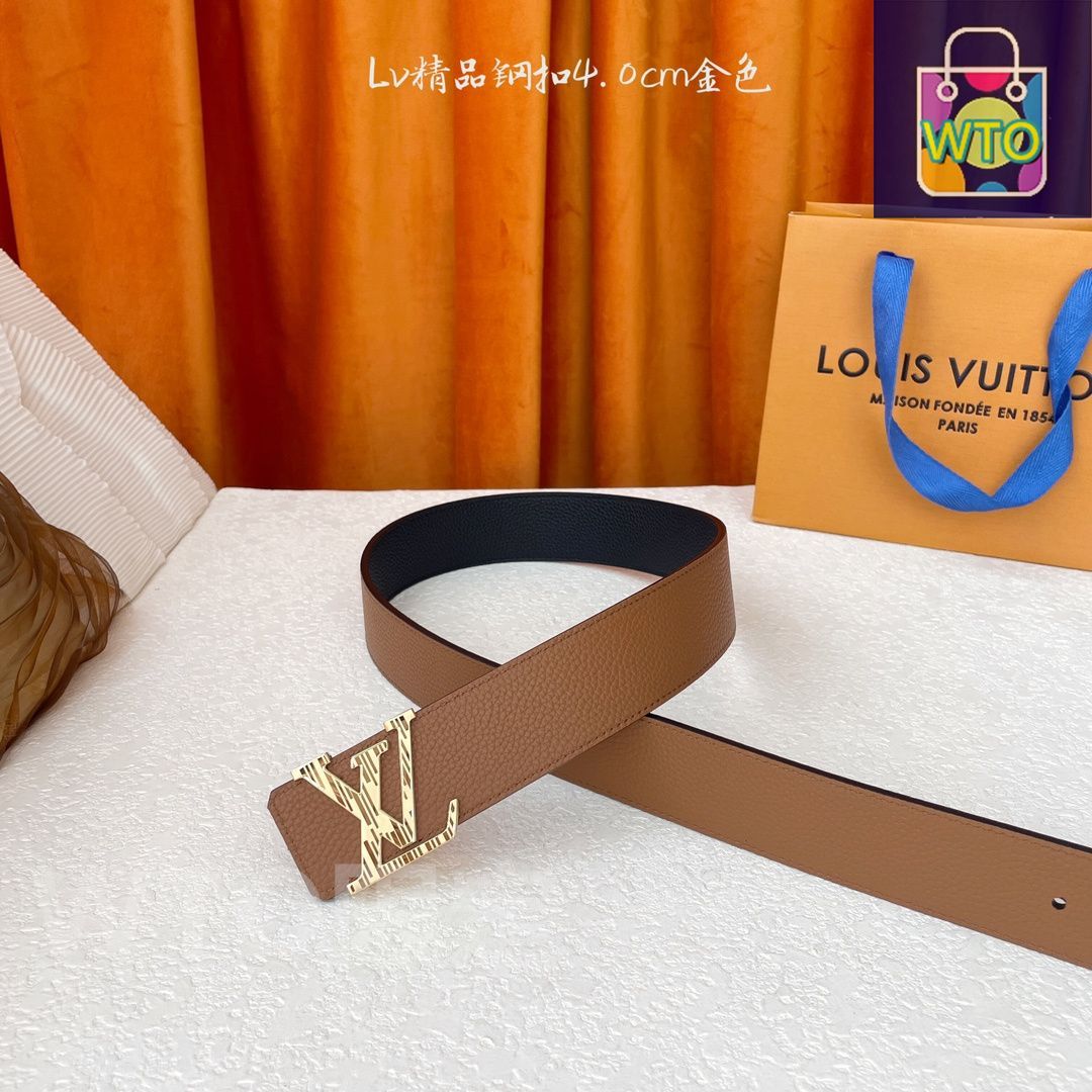 Louis Vuitton ブラウンレザーベルト 中古・古着通販】LOUIS VUITTON (ルイ ヴィトン) レザーベルト