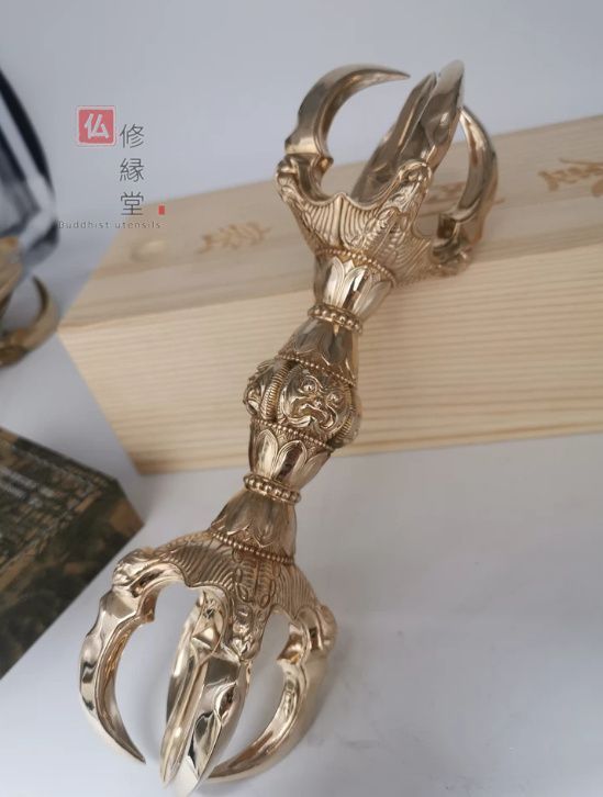 【修縁堂】真言宗 法器 仏具 五鈷杵 銅製 法器 密教法具 五鈷杵 12.3cm 真言宗 密教法具 金剛杵 真鍮 日本製 送料無料