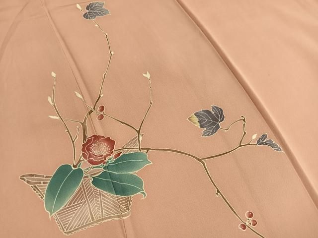 平和屋着物□訪問着 更紗草花文 暈し染め 金彩 鬼しぼ縮緬