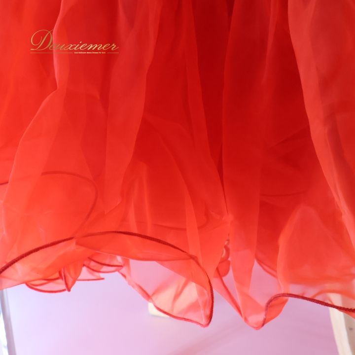 社交ダンス 衣装 白樺ドレス スタンダードドレス スタンダード ワンピース ドレス 赤 フロート レース フリル デモ 競技 レッド系 パーティ 発表会 ボリューム 豪華 デザイン 競技用 ダンス おしゃれ レディース