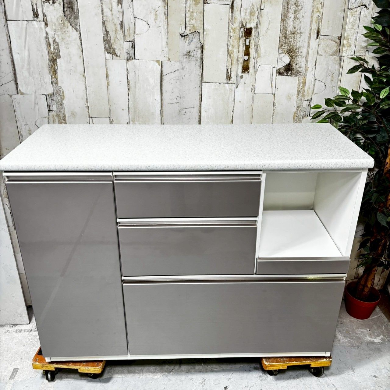 NITORI ニトリ キッチンカウンター アルミナ２スタイリッシュ 幅120cm