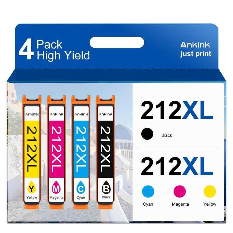 Ankink リサイクルインクカートリッジ Epson 212XL 212 XL T212XL ブラックと 4パック XP-4100 XP-4105 XP-330 WF-2830 WF-285